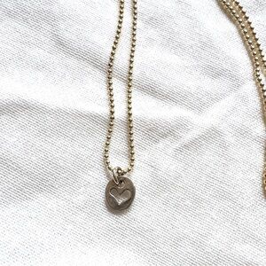 Sterling Silver Open Heart Charm Necklace 16” Dainty